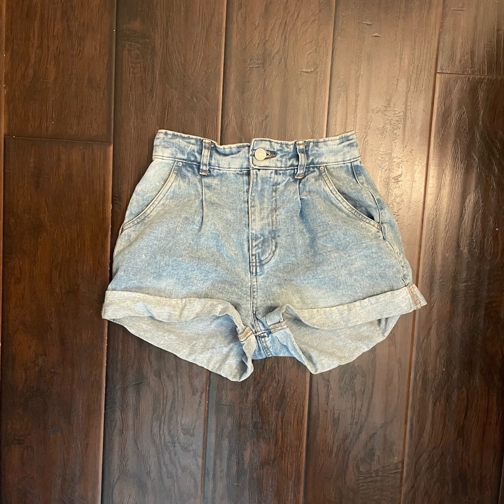 Refuge Light Blue High-Waisted Denim Shorts